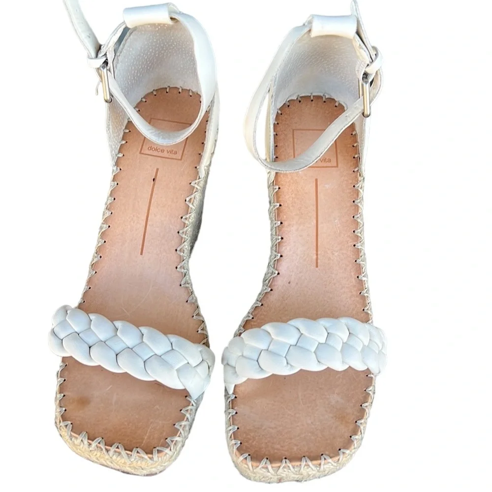 Dolce Vita Cream Braided Espadrille Wedge Sandals
